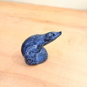 Vtg 80s Carved WOLF ORIG Seal Figurine Sculpture Inuit Art Style Rock Stone